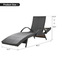 Pool Lounge Chair Set of 2, Outdoor Wicker Rattan Chaise Lounge with Pull-out Side Table, 4-Position Adjustable Backrest Patio Chairs Recliner Lounger, Dark Brown