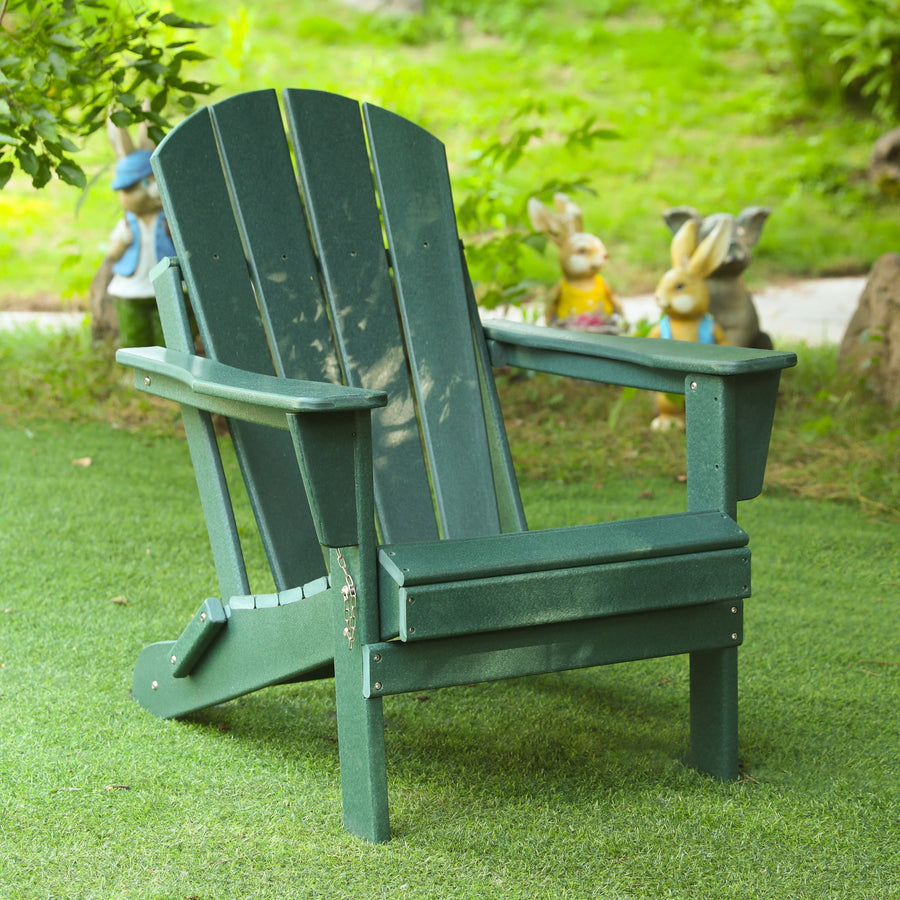 Plastic Adirondack Chair, HDPE Adirondack Chair for Outside, Quick Assembly Outdoor Chairs Folding Design, High Backrest, Wide Armrest, Max Weight 300LBS