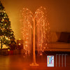 Lighted Christma Tree, 5FT White Willow Tree with 216 Colorful LED, Artificial Halloween Tree with Remote Control for Changing Color lights, IP44 Waterproof for Indoor Outdoor Decor