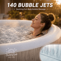 Seizeen 6 Person Inflatable Hot Tub, 80 Inch Portable Outdoor Spa with 140 Air Jets, 259 Gal Heated Bubble Massage Spa with Cover, Wood Brown