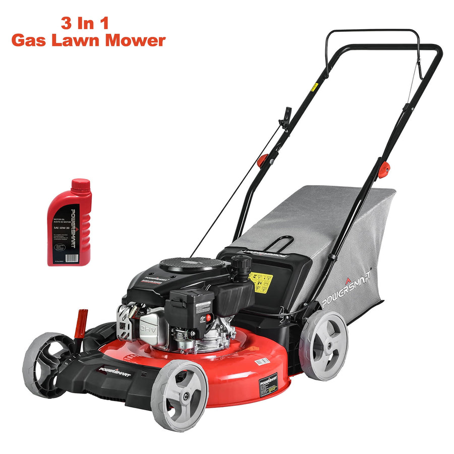 Seizeen Gas Lawn Mower, 144CC 4-Stroke Cordless Mower with Air Cooling System, Powerful Push Lawn Mower with Rear Bag, Motor Oil, 21¡¯¡¯ Deck, Adjustable Cutting Height