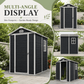 Seizeen 4 x 6 FT Plastic Storage Shed with Floor, Sloped Roof Outdoor Resin Shed with Window & Vents, Lockable Garden Tool Shed for Backyard Patio Lawn, Black