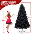 7.5 FT Pre-Lit Black Artificial Christmas Tree with 1350 Branch Tips, 400 LED Lights, Remote Control & 11 Lighting Modes, Hinged Pine Tree for Holiday Home Office Party Decoration