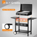 3-Burner Griddle, Flat Top Gas Griddle Grill, 45,000 BTU Outdoor BBQ Grill for Camping Kitchen, 2-in-1 Portable Tabletop Griddle Removable W/side Table & Storage Rack