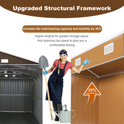 Shed, 4x8 FT Outdoor Storage Shed, Heavy-Duty Metal Garden Tool Shed Lean-to Wall Design, Lockable Sloped Top Patio Backyard Storage for Bike Lawn Mover