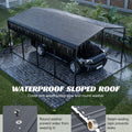 13x20ft Carport Galvanized Steel, Heavy Duty Carport Shelter with Reinforced Frame&4 Poles for Outdoor, Weatherproof Roof, Car Boat Tractor ATV RV Shelter, 44MPH Near Gale Level