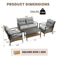 Upgrade Patio Furniture Set, Seizeen Rattan Outdoor Conversation Bistro Set Cushioned, Garden Porch Deck Table & Chairs Set, Rattan Wicker Patio Set, Gray 4 PCS