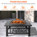 32'' Multipurpose Fire Pit, Outdoor Fire Pit Table for Net Lid/Poker, Square Bronze Firepit Stove for Outside Camping Backyard Bonfire
