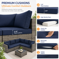 7 Pieces Outdoor Funiture Set, Heavy-Duty Metal Frame Patio Funiture Set with Thick Cushions,Rattan Outdoor Couch Sectional Sofa Set with Coffee Table, Brown
