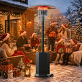 Patio Heaters for Outdoor Use, Propane Heaters w/ 12' Heating Radius, 50000 BTU Heavy Duty Heater w/ Overheating Protection System, Stainless Steel Flame Heater w/ Wheels, Black