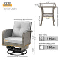 3-piece Patio Furniture Set on sale, Outdoor Patio Wicker Swivel Rocking Chair Set, Cushioned Porch Furniture for Balcony Backyard Deck, Light Gray
