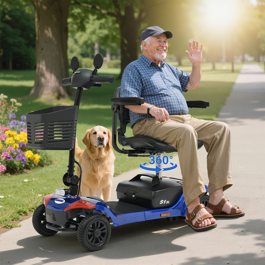 SEIZEEN Mobility Scooters for Seniors with Adjustable Seat, Rearview Mirrors, USB Charging Port,Powered Mobility Scooter for Adults,300W Motor,300 lbs Capacity,Blue