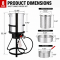 4PCS Outdoor Turkey Fryer Kit, 54,000 BTU Propane Deep Fryer with 30QT & 10QT Aluminum Seafood Boil Pots, Baskets, 32.3-Inch Iron Stand, Poultry Rack, Thermometer and Injector