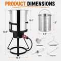 Outdoor Turkey Fryer Kit, 30QT Aluminum Deep Fryer and Seafood Boil Pot, 55,000 BTU Propane Burner with 32.3-Inch Iron Tripod Stand, Basket, Poultry Rack, Thermometer and Injector
