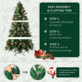 Seizeen 6.5FT Lighted Christmas Tree, Green Pre-lit Artificial Tree with 350 LED Lights Pine Cones, Berries, Flocked Xams Tree Decor for Indoor Outdoor Home Holiday, 1200 Branch Tips
