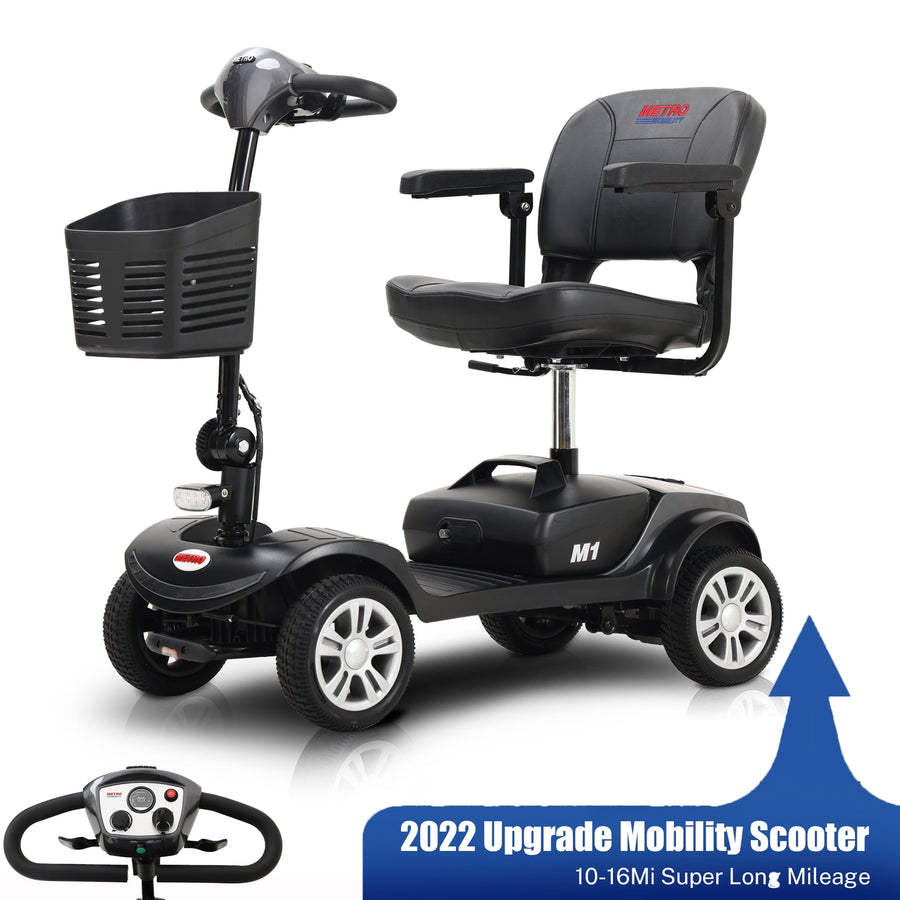 Seizeen Mobility Scooter, 4 Wheels Scooter Wheelchair with 300W Powerful Motor & LED Light, Folding Mobility Scooters for Seniors Adults Up to 10 Miles, Max 300 lbs, Gray