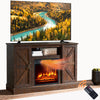 TV Stand with Fireplace for 55'' TV - Electric Fireplace TV Stand W/ Remote Control & Virtual Flame, Adjustable Fireplace Entertainment Center TV Console with Storage for Home Living Room, Brown