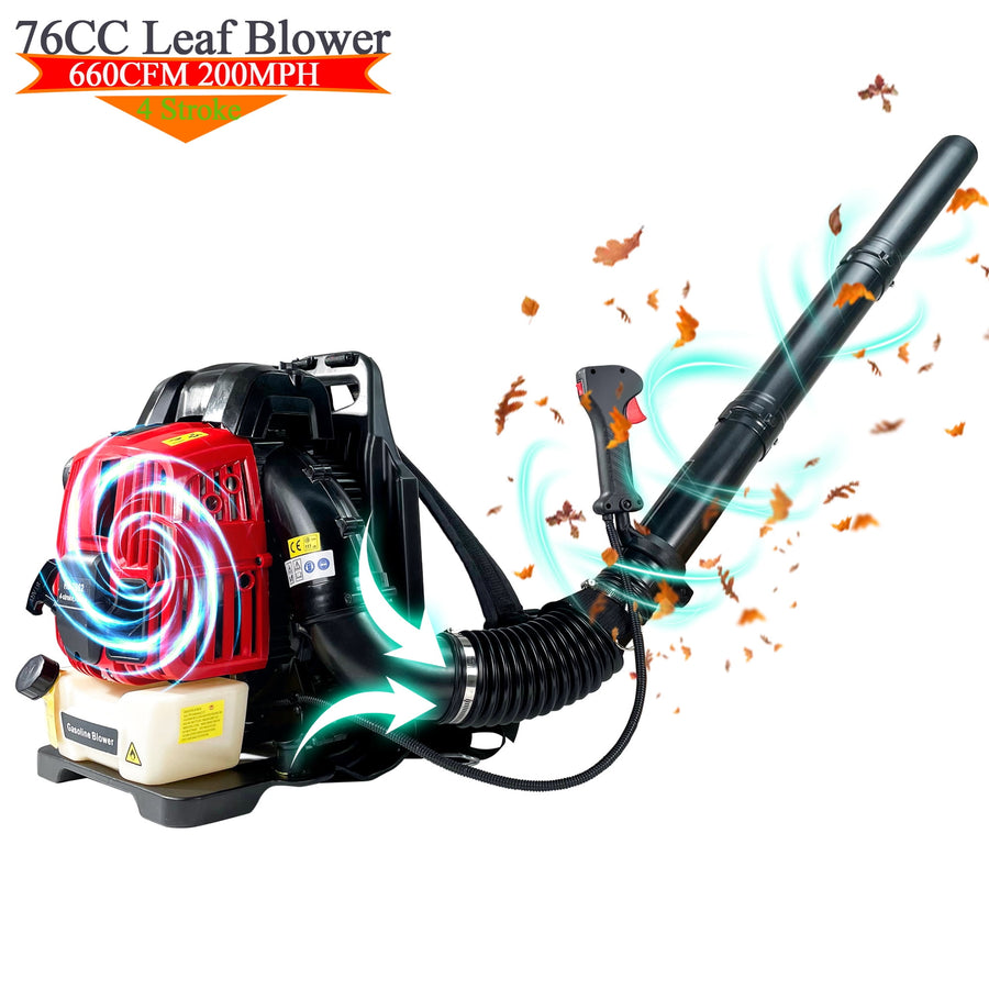 Gas Powered Leaf Blower, Seizeen 76CC 4-Cycle Upgraded Cordless Backpack Blower with Extended Tube, 660CFM Blower Air Speed-78M/S for Snow Leaf, Outdoor Yard Garden