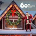 Seizeen Lighted Christmas Trees Set, 2 Packs 4' Pre-Lit Christmas Trees 20" Wreath and 9' Garland, Indoor Outdoor Artificial Xmas Tree with 10 Light Modes for Gate Fireplace Decor, 4 Pcs, White