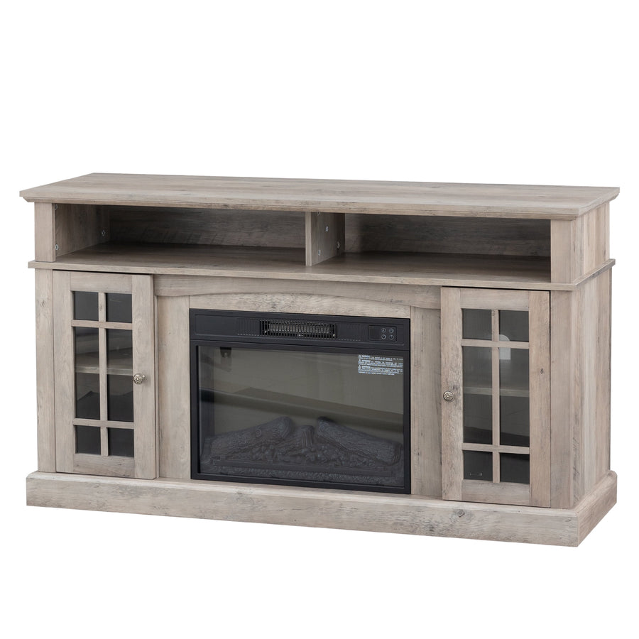 Seizeen Fireplace TV Stand with Storage, for TVs up to 65 inches, Entertainment Center with Fireplace, Media Console Cabinet for Living Room, 58 Inch, Gray, L0480