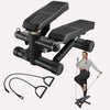 Mini Stepper for Exercise at Home, 17'' Portable LCD Stair Stepper with Resistance Bands, Dual Hydraulic Cylinder, Adjustable Step Height, Home Gym Office Space-saving Fitness Equipment, Black