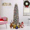 Artificial Christmas Tree, 7.5FT Segmented Christmas Tree with Metal Stand, Quick Assembly Green Pencil Xmas Tree, Indoor Home Reusable DIY Decoration, Green