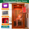 Seizeen Infrared Sauna with Beaty Lamps, 1-Person Indoor Dry Sauna with 7 Colors Light, Low EMF Okoume Wood Home Sauna Room 7 Carbon Crystal Heaters