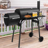 Seizeen Charcoal Grill, Outdoor BBQ Grill & Smoker with Storage Shelf, Portable Barbecue Cooker on Wheels, with Small Table, Thermometer, Adjustable Damper