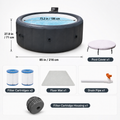 85" Inflatable Hot Tub for 4-6 Persons, Portable Outdoor Spa Tub with 150+ Air Jets, 104°F Heating, 6-Color Ambient LED Lights, Bubble Massage, One-Touch Inflation, Filter System, Cover & Floor Mat