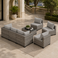 Seizeen Outdoor Furniture, 7PCS Patio Furniture Set Sectional Sofa with Cushions, Front Porch Balcony Furniture Conversation Couch Set with Table