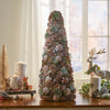 Christmas Tree with Lights, 2FT Tabletop Flocked Christmas Tree, Mini Artificial Tree 60 Branches for Xmas