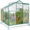 Clearance! Outdoor Greenhouse Kit, Seizeen Polycarbonate Walk in Green house w/Aluminum Farm, Heavy Duty Garden Greenhouse with Window & Sliding Door, 8x6FT Large Size