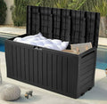 Seizeen 75 Gallon Resin Deck Box on Wheels, Patio Large Storage Cabinet, Outdoor Waterproof Storage Chest, Storage Container for Outside Furniture Cushions, Garden Tools, Kids' Toys, Black