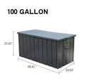 Seizeen 100 Gallon Outdoor Storage Box, Metal Deck Box on Wheels Waterproof, Large Patio Lockable Storage Bin for Outside Cushions, Pool Accessories, Throw Pillows, Garden Tools, Black