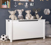 White Toy Chest for Boys Girls, Wooden Storage Bench Seat with Safety Hinge Lid, Kids Toy Box Organizer, Modern Storage Furniture for Entryway, Living Room, Bedroom, Toddler Room, L0291