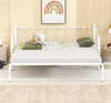 Syngar Metal Daybed with Trundle, Modern Home Twin Daybed with Pull-out Trundle for Living Room/Bedroom, Twin Size Sofa Bed with Steel Slats Support, Platform Bed Frame No Box Spring Needed, White