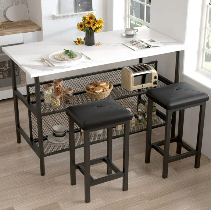 Counter Height Bar Table Set, Seizeen 3 Piece Dining Table Set with 2 ...