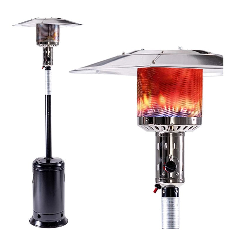 Propane Patio Heater, SYNGAR 47,000 BTU Outdoor Heavy Duty Heater with Wheels & Adjustable Thermostat, Commercial & Residential Use, Freestanding Propane Heater for Yard, Deck, Porch, Black