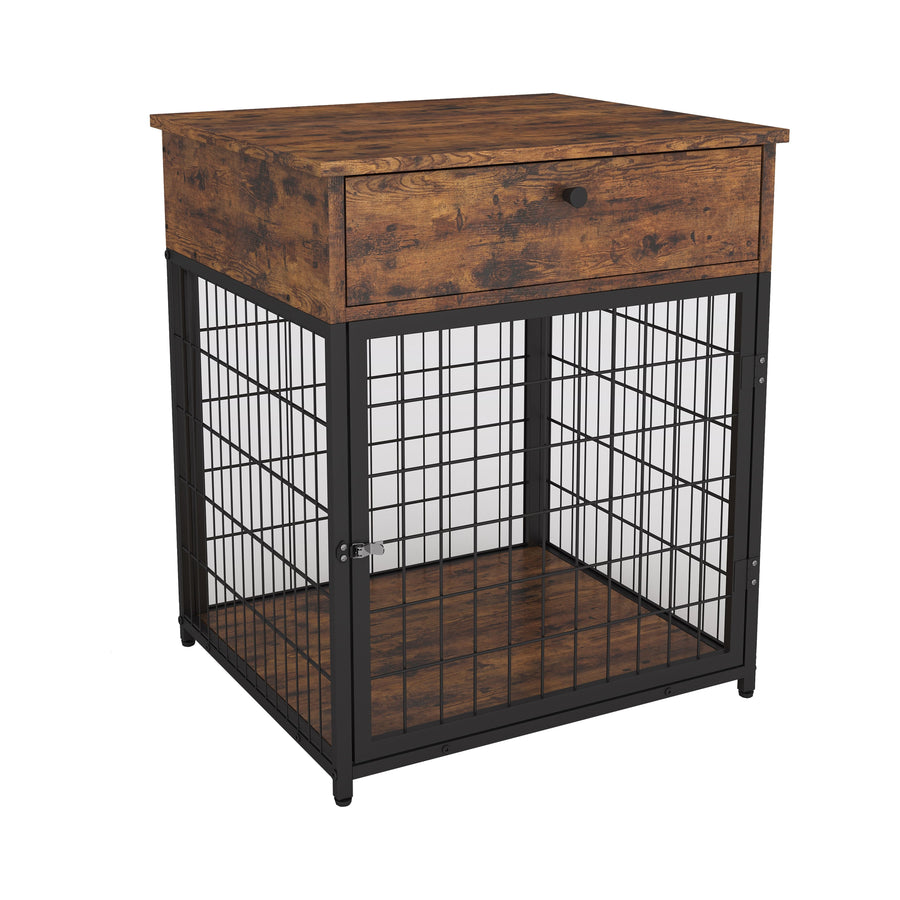 Dog Kennel Crate for Small Dogs, 2-In-1 Dog Crate Furniture - Cage & End Table, Wooden Dog Crate for Inside with Floor Tray, Brown