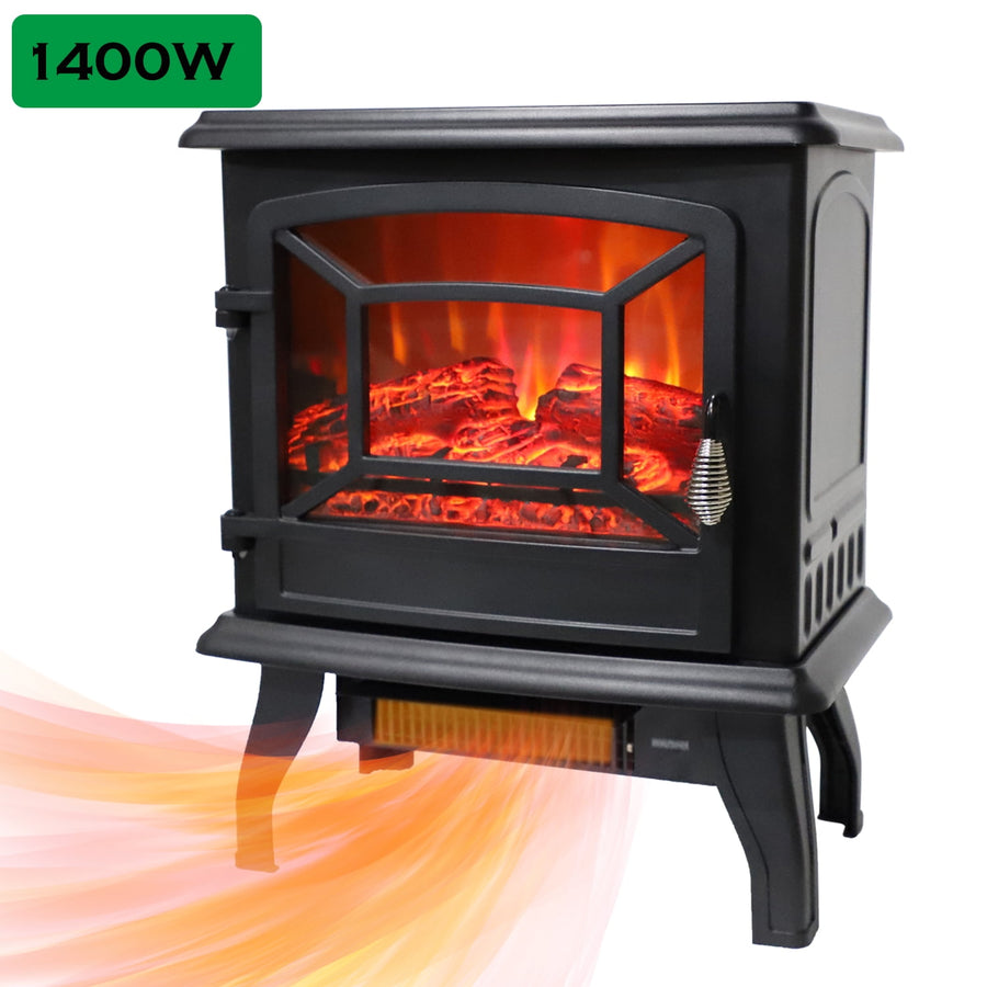 Electric Fireplace Heater, 17'' Space Heater Portable for Indoor Inside Use, 1400W infrared Heaters for Home, 4-Gear Temperature Adjustment, Virtual Flame, Shutoff Safety Protection