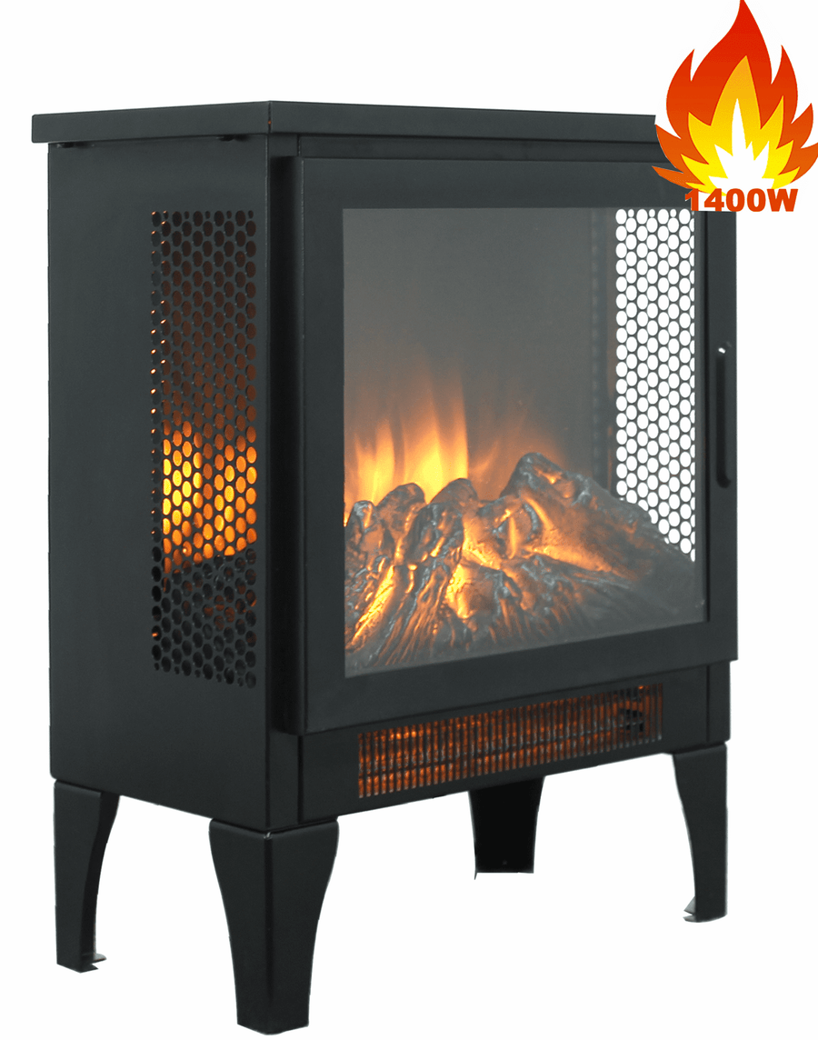 Electric Fireplace Heater for Inside, 1400w Portable Freestanding Stove Heater for Indoor Small Space Use, Space Heater Adjustable Overheat Protection Virtual Flame
