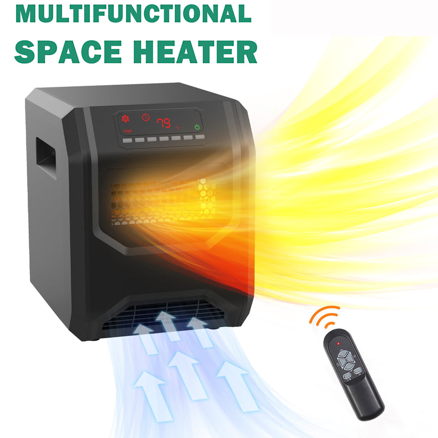 Electric Space Heater, Seizeen 1500W Portable Heater W/3 Heat Settings, 12¡¯¡¯ Powerful Infrared Heater for Inside W/ Remote Control Adjust 50~90¡ãF, Small Heater with Smart Timer Home Bedroom