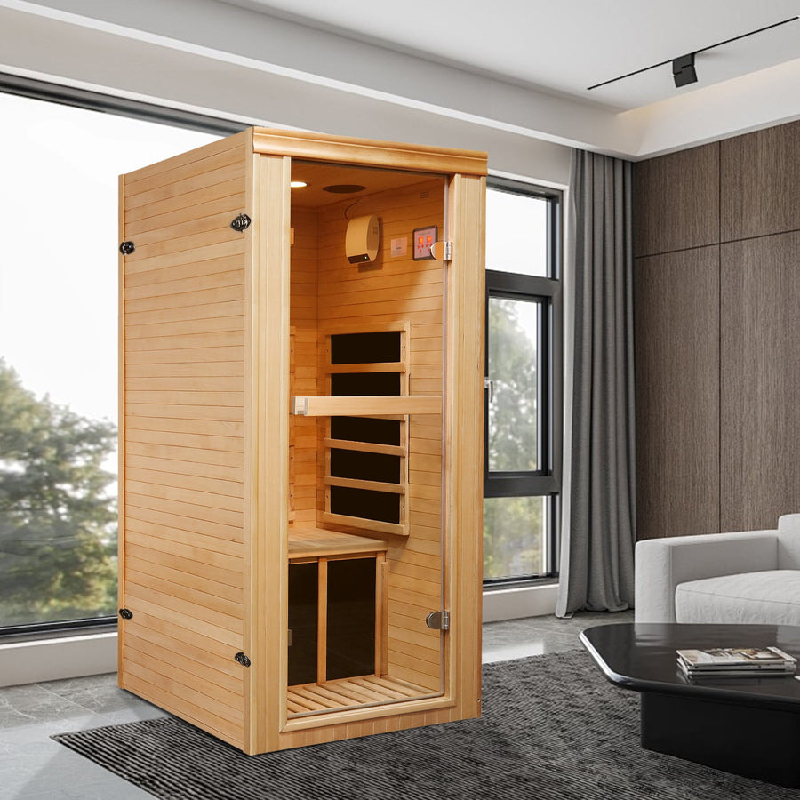 Far-Infrared Sauna Room, Hemlock Wood Sauna Sauna for Home Indoor, Multifunctional Personal Sauna with Bluetooth Player, Cole Control