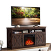 Farmhouse Electric Fireplace TV Stand, Seizeen Wood Media Entertainment Center and TV Console Cabinet for TVs Up to 65inch, Cabinet Door, Remote Control, Fake Flame