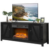 Fireplace TV Stand 65inch TV, Electric Fireplace Entertainment Center TV Console Cabinet for Farmhouse Living Room, Wood Media TV Console with Electric Fireplace & Fake Flame,Black