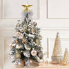 Gold Small Artificial Christmas Tree Pre-lit Tabletop Xmas Tree with Lights and Rich Decorations