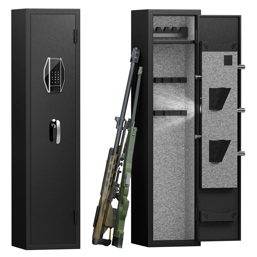 Gun Safe Quick Access, Electronic Gun Cabinet for 4 Rifles & 2 Pistols, Heavy-Duty Steel Storage Cabinet with Removable Shelf, 55''H