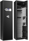 Gun Safe for Rifle and Pistol, Lock Gun Storage Cabinet with Quick Access Ways, Heavy-Duty Steel Gun Cabinet for 5 Guns W/ Top Lockable Box, Light, Adjustable Holders, Alarm System