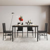 Kitchen Dining Table Set, 5-Piece Dining Table and Chairs, Metal Frame Dining Room Set with Marble Table and Leather Chairs for 4, Coffee