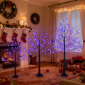 Outdoor Christmas Trees Set of 3, 4FT 5FT 6FT Prelit Artificial Tree All-weather Waterproof, with 2560pcs Timer Warm Lights, DIY Branchs, Holiday Home Decoration, Black